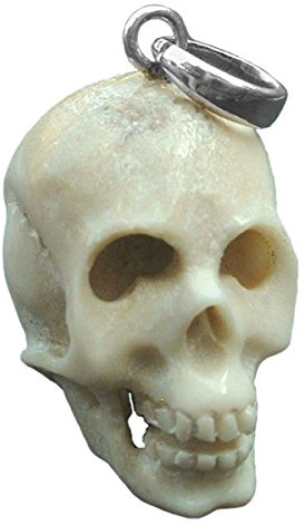 Island Piercings Skull Totenkopf Anhänger Handarbeit aus Horn und Silber PB043