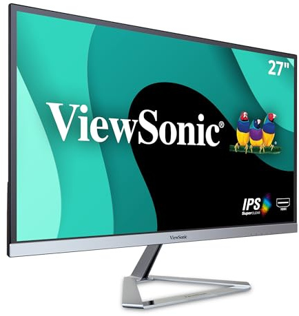ViewSonic VX2776-SMHD 27 Inch IPS Full HD Monitor with VGA, HDMI, DisplayPort, Eye Care for Work and Entertainment at Home | 100Hz, HDMI, DisplayPort, VGA, Eye Care, Ultra Thin Bezels, Home Office, Laptop, PC, Mac, Anti Glare, 4ms Response, Speakers
