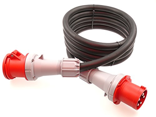 Starkstromkabel 63A 5m H07RN-F 5x16 Starkstrom Verlängerungskabel CEE Verlängerung 63 Ampere Kabel 5x16mm2 Baustelle Werkstatt Industrie Geeignet Outdoor IP44 Spritzwassergeschütz