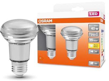 Osram Lot de 2 Ampoules LED | Culot E27 | Forme Réflecteur R63 | Blanc Chaud 2700K | 3,3W (équivalent 40W)