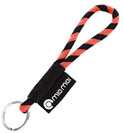 mia mai Tubular Lanyard Schlüsselband (15 cm), Schlüsselring Schlüsselanhänger (Rot/Schwarz)