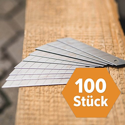 FRONTTOOL 100 St. Abbrechklingen | Ersatzklingen für Cuttermesser 18 mm | Scharfe Profi-Messerlingen aus Stahl | Spenderbox zur Aufbewahrung | Ideal für Handwerk, Karton & Hobbyanwendungen