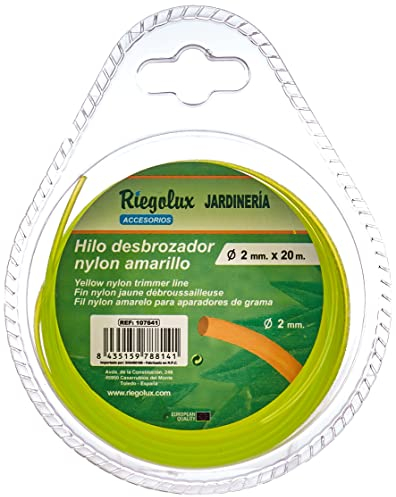 Riegolux 107641 - Filo per decespugliatore in Nylon, Rotondo, Giallo, 2 mm x 20 m