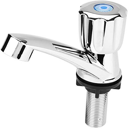 Grifo de Agua de ABS anticorrosión de un Solo Grifo de Agua fría con Superficie cromada Boquilla de Grifo de Agua fría Individual Grifo de Lavabo de baño(Louver G1/2)