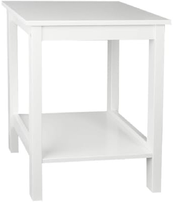 Bedside Table 2 Tier Small Nightstand wood White Mat Painted Sturdy Durable Sleek and Minimalist design Compact Ideal For Small Storage Traditional Home Furniture