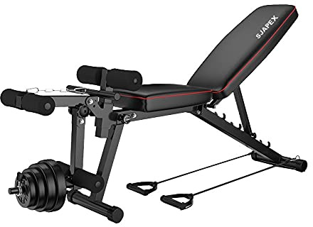 Workout Bench Olympic Workout Bankdrücken, Verstellbare Hantelbank, Körperfeste Beinstrecker Beinbeuger, Für Ganzkörpertraining, Maximale Belastung 200 kg
