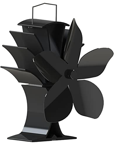 ROUOHUD Kaminventilator mit 5 Blättern, Ofenventilator 50℃ Schneller Selbststart, Start extrem leise zirkulierende warme Luft die effizient Kraftstoff spart Betrieb Hitzebetrieben für Holzofen Kamin