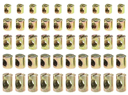 EMSea 50pcs Boulons de Baril Écrous Fendus Attaches pour Lit Bébé Table de Bureau Fixation de Meubles M5x8x10mm M6x10x12.5mm M6x10x15mm M8x11.5x15mm M8x11.5x20mm