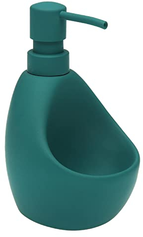 TIENDA EURASIA - Dispensador de Jabon con Hueco para Estropajo o Cepillo de Uñas, Dispensador Jabon, Dispensado Jabon Baño, Dispensador Jabon Cocina, Dispensador de Jabon de 11 x 9,5 x 16,5 cm (Verde)
