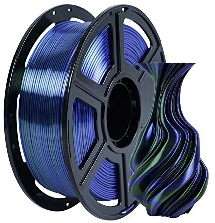FLASHFORGE Seide Zweifarbig Filament, blau-grün, 2-in-1-Koextrusions-Filament, 1,75 mm, 3D-Drucker-Filament, 1 kg Spule, Maßgenauigkeit +/- 0,02 mm, Seiden-PLA-Farbwechsel