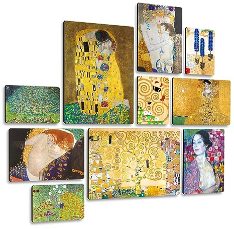 Giallobus - Conjunto de 10 pinturas de paneles múltiples - Gustav Klimt - Klimt 1 - Madera de MDF - - 2 x 42x29,7cm - 4 x 29,7x21cm - 4 x 21x14,85cm - - Listo para colgar - Cuadros