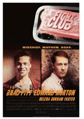 MAHWER Fight Club Filmposter auf Leinwand, Poster, Wandkunst, Dekor, Bild, Gemälde für Wohnzimmer, Schlafzimmer, Dekoration, ungerahmt, 50 x 75 cm