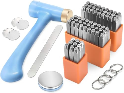 Sunowl 63PCS Metal Stamping Kit, 3mm Numbers and Letters Punch Set for Metal, Alphabet A-Z, a-z, Numbers 0-9 & Symbols, Metal Stamping Tools for Jewelry Making DIY Leather