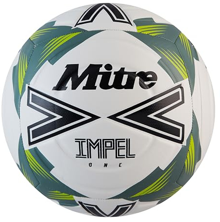 Mitre Impel One 24 - Pallone da calcio adulto, bianco/nero/foglia salvia, 5