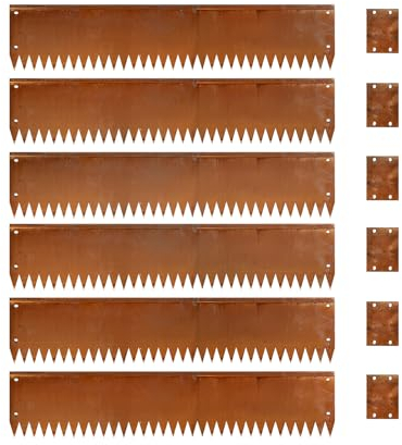 Landschaftseinfassung aus Cortenstahl, 101,6 cm, vorgerosteter Cortenstahl, 15,2 cm Tiefe, 180 Grad gebogen, 6 Stück, für Rasen und Hof (15,2 cm - 180 Grad gebogen)