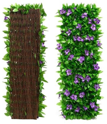 Malla extensible para valla de jardín, paneles de enrejado de jardín, valla de hiedra artificial, 40 x 20 cm, enrejado de hojas expandibles decorativo, pantalla de privacidad para patio trasero,