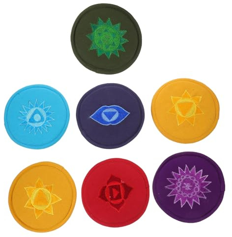 Tibetisches Klangschalenkissen 7 Stück mit Stickerei | Polyester, Buddhistischer Stil, für Meditation und Klangbäder, Dekorativ, Weich und Schützend