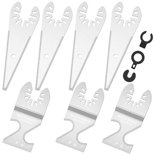 Caffney 7Pcs Oscillating Saw Blade Stainless Steel Oscillating Multitool Blade Oscillating Multi Tool Hook Cutter Blade Scraper Oscillating Tool Tapered Scraper for Roof Tiles PVC Flooring HHD(7pcs)