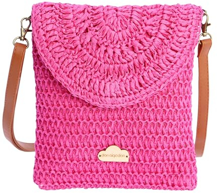 DON ALGODON - Bolso bandolera mujer - Bolso playa mujer - Bolso mujer verano - Bolso rafia mujer - Bolsa playa para mujer - Bolso mimbre mujer hecho a mano ideal para la playa, Evora