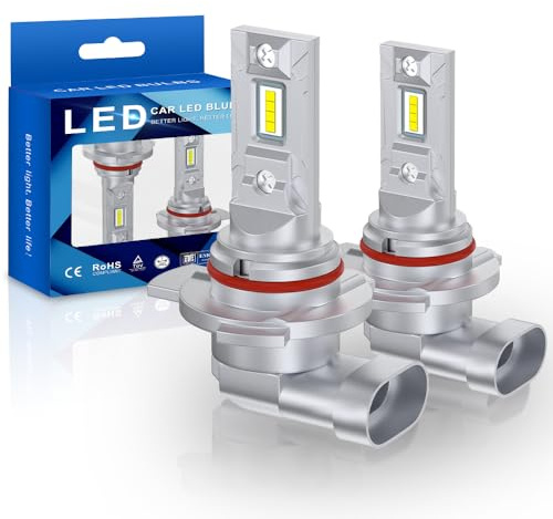 Sidaqi 9012 HIR2 LED-strålkastare glödlampa 6 000 K vit 1:1 ministorlek 80 W 18 000 LM 9012 strålkastare Hi/Lo Beam konverteringssats LED HIR2 för halogen utbyte, ingen adapter krävs Plug &Play