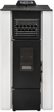 STUFE A PELLET ITALIA San Diego 12 Kw 5 Étoiles WiFi - Poêle à Air Ventilé Efficacité 91% Chauffe 120m² Autonomie 15H Certifié 5 Étoiles 5 Vitesses et Puissances Programmable Garantie 24 Mois Blanc