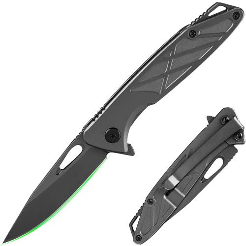 FULLHI Jagdmesser, EDC-Messer für Männer und Frauen mit Taschenclip, scharfes Camping-Überlebens-Wandermesser für Vater