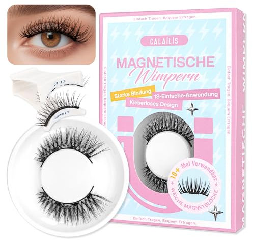 CALAILIS Magnetische Wimpern 1 Paar Magnet Wimpern Mit Zange Magnetic Lashes Natürlicher Look Wimpern Magnetisch Kein Kleber Erforderlich Einfach Zu Tragen Und Zu Entfernen (MAL3)