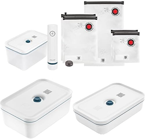 ZWILLING Fresh & Save Vakuum Starterset 9-tlg., Set inkl. Pumpe, Vakuumdose L, Lunchboxen L und L flach und 5x Beutel (S,M,L), Material: Kunststoff, Farbe: La Mer