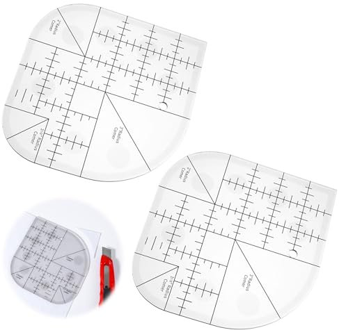 Gjinxi 2 Stück Gebogenes Ecklineal Zum Nähen aus Acryl Nähschablone Nähen-Patchwork-Lineal für DIY-Näharbeiten Multifunktionales Nähschablonen-Patchwork-Werkzeug