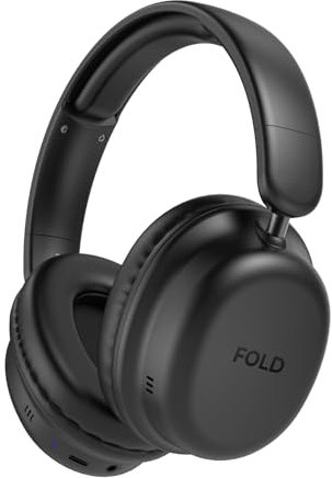 VulTech Casque Fold HBT-30BK Over Ear Wireless Bluetooth 5.4, ANC Annulation du Bruit Active, Aux, Microphone, Pliable, Contrôle de Piste, Appels, Charge Type-C Autonomie 12 Heures, Android, iOS