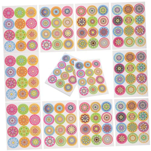 SEWACC 40 Bögen Runde Selbstklebende Mandala Siegelaufkleber Vielseitige Briefumschlag Und Bäckerei Dekoration Für Backverpackungen