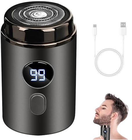 Mini Afeitadora Eléctrica Portátil, Mini Afeitadora Eléctrica para Hombres, Afeitadora Recargable USB, MiniElectric Shaver, resistente al agua, fácil de usar en seco y húmedo con un solo