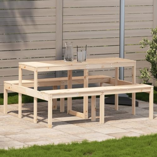 Xichuzi Picknicktisch 160x134x75 cm Massivholz Kiefer, Bierzeltgarnitur, Biertischgarnitur, Beer Pong Tisch, Bierbankgarnitur, Gartenmöbel Set, Biertisch - 832562