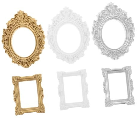 VINTORKY 6stücke Teiliges Miniatur Bilderrahmen Aus Resin DIY Fotohalter Bastelmaterialien Vivid Handwerkszubehör Für Handyhüllen Und Deko Variabler Stil