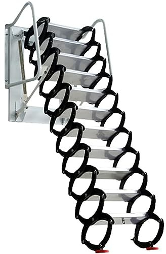 Scala retrattile per soffitta in lega nera pieghevole scala per accesso mansarda salvaspazio scale montate a parete 3.1 3.3m lunghezza regolabile uso villa domestica