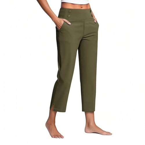 Huoghebg Yoga Hose Damen Sale Clearance, 7 8 Hosen Damen Sommer Leggins 7/8 Lange Yogahose Freizeithose Sportleggins High Waist Leichte Sommerhose Bauchkontrolle Workout Arbeitshose mit Seitentaschen