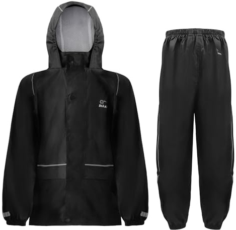 Zorax Veste et pantalon de pluie pour enfants | Manteau de pluie et pantalon à capuche imperméable léger unisexe coupe-vent pour garçons et filles, sac de transport