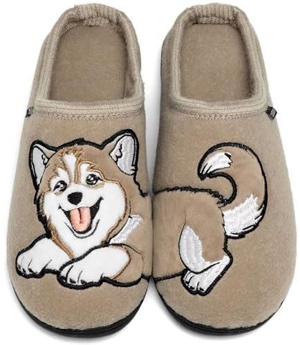 GURGER Zapatillas de Estar por Casa Hombre Mujer con Bordado de Animales, Antideslizante Cálidas y Cómodas
