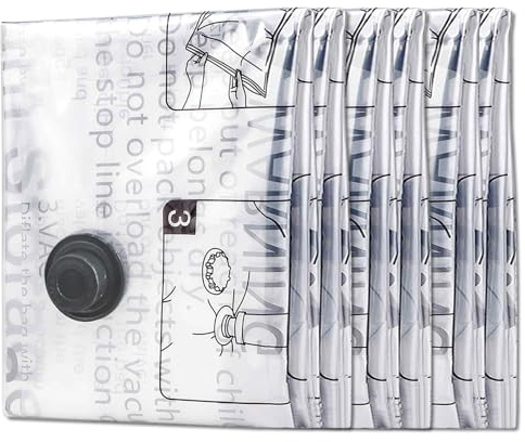 Sacs de Rangement Sous Vide - Lot de 6 (60 x 40 cm), en PE, Adaptés aux Voyages et aux Déménagements, Pour Vêtements, Couettes et Oreillers