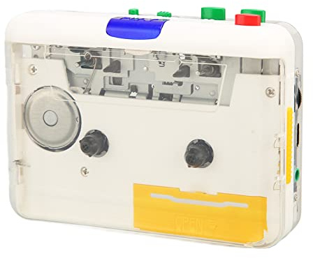 Fockety Tragbarer Kassettenspieler, 3,5-mm-Buchse USB Wiedenaerafladbar Kassettenspieler MIT-Software, Kassetten-zu-mp3-Konverter MIT Farbigen Knöpfen, Echte Stereo, Plug-and-Play