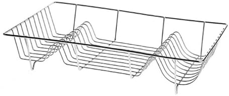 RHMM Stainless Steel Dish Drying Rack for Kitchen Large 18-Slot Anti-Rust Wire Dish Drainer for Plates, Bowls & Lids Durable Countertop Dish Rack Organizer (48.5 x 30 x 10cm) (Silver)