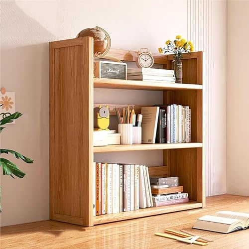 Skrivbord i trä för sovrum, skrivbordshylla med 2 nivåer, robust skrivbordsorganisatör och display för hemmet, bokförvaring (naturlig 3 nivå, 40 cm)