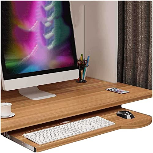 Plateau réglable en bois pour clavier et souris, finition noyer clair, 60 x 26 cm, parfait pour le bureau et confort ergonomique