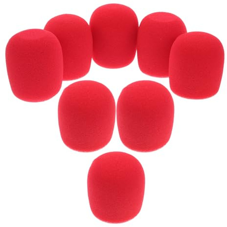 CLISPEED 8 Stück Mikrofon Windschutz Schaumstoff Rot Popfilter Schwammhauben Für Handmikrofone Wiederverwendbar Geräuschdämpfend Sicherer Halt Für Karaoke Heimstudio Und Rundfunk
