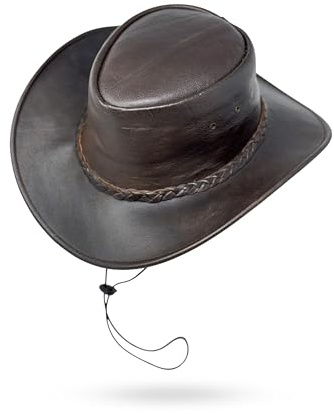 Lederhut Wickelhut knautschbar Western Cowboy – Outdoor Hut Reiten, Wandern & Abenteuer Weston