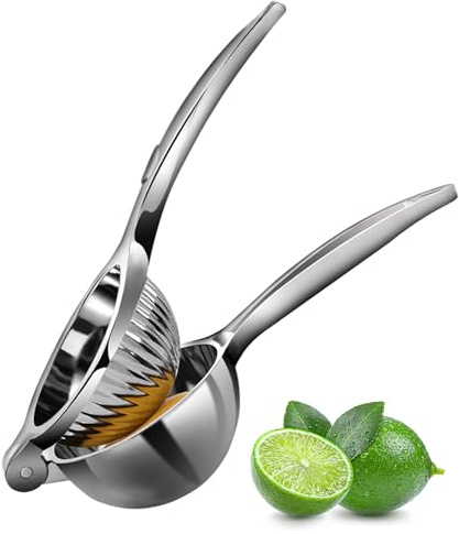 Exprimidor manual de cítricos, exprimidor de limón de metal resistente para máxima extracción, prensa manual resistente para lima y naranja, fácil de limpiar
