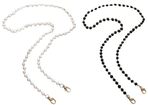 FFWTPY Catena per Occhiali Donna 2 Pezzi Catenella da Antiscivolo Elegante Perline Laccio Regolabile Occhiali Catena Maschere Laccetti Cordino Supporto Vista Sole