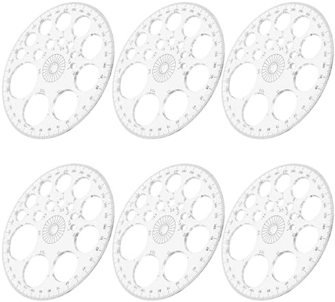 Kichvoe Set da 6 Goniometri Circolari Trasparenti 360° in Plastica per Studenti e Insegnanti, Righelli di Misurazione Scala Chiara per Disegno Tecnico e Attività Scolastiche
