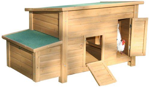 Kerbl Hühnerstall Florentina (Farbe braun, L x B x H 146 x 74 x 80 cm, mit 2 Legenestern und Sitzstangen, mit Schiebefenster) 82827