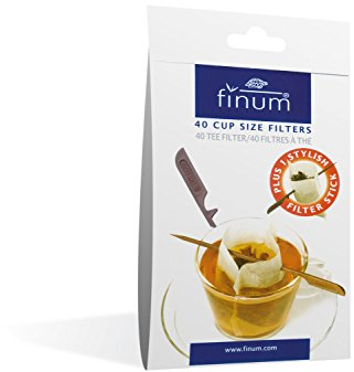 finum - Filtri da tè con Bastoncino, 100 x 75 mm, Confezione da 40 Pezzi